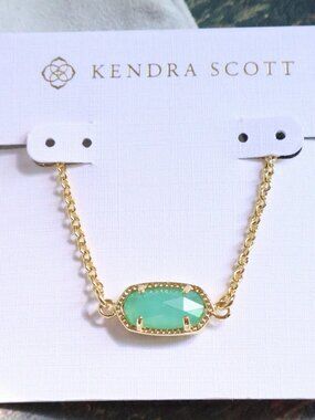 New💫 Kendra Scott Elaina Chalcedony Glass Adjustable Chain Bracelet Gold